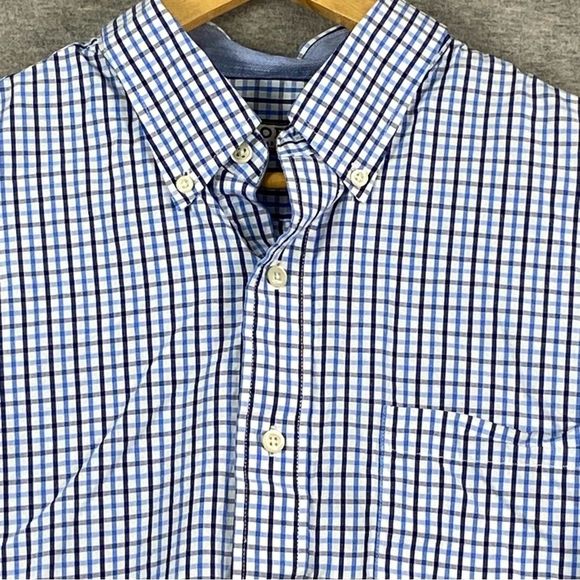Izod‎ Mens Blue/Black Gingham Plaid Long Sleeve Button Down Size Large - Picture 3 of 11